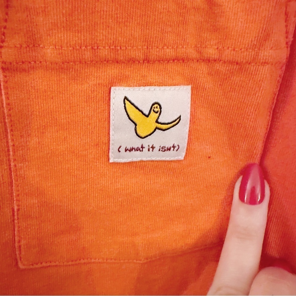 What It Isnt Mark Gonzales Cropped Orange Cotton Tshirt Tee Pocket - Picture 3 of 5